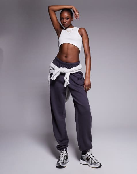 Kaiia Tall embroidered logo cuffed joggers in dark grey - view 1