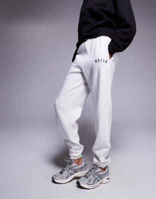 Kaiia Tall Embroidered Logo Cuffed Sweatpants In Gray