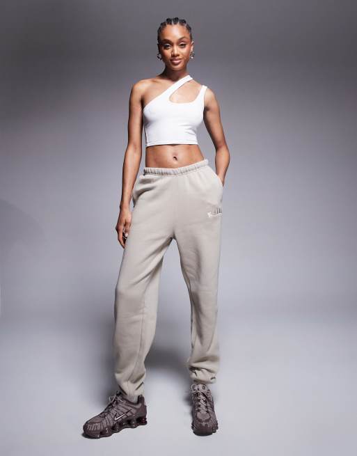 Kaiia Tall - Joggers color pietra con fondo elasticizzato