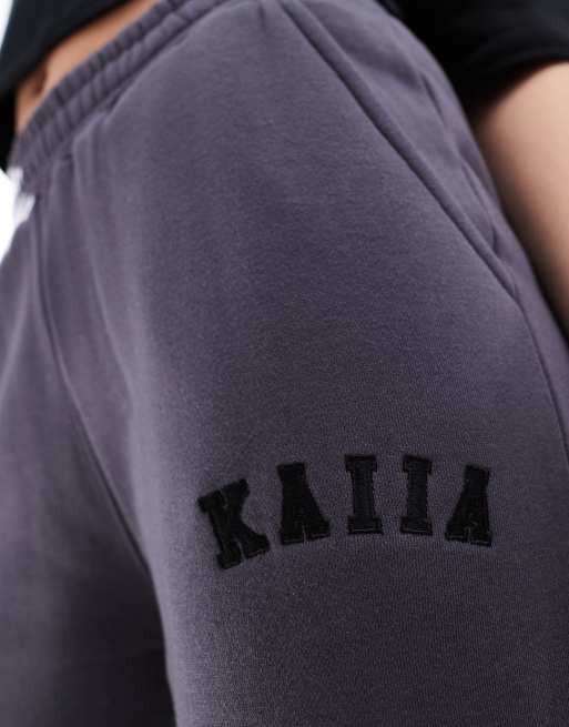 Kaiia - Tall - Joggingbroek van katoenmix met wijde pijpen in donkergrijs  , 4 van 5