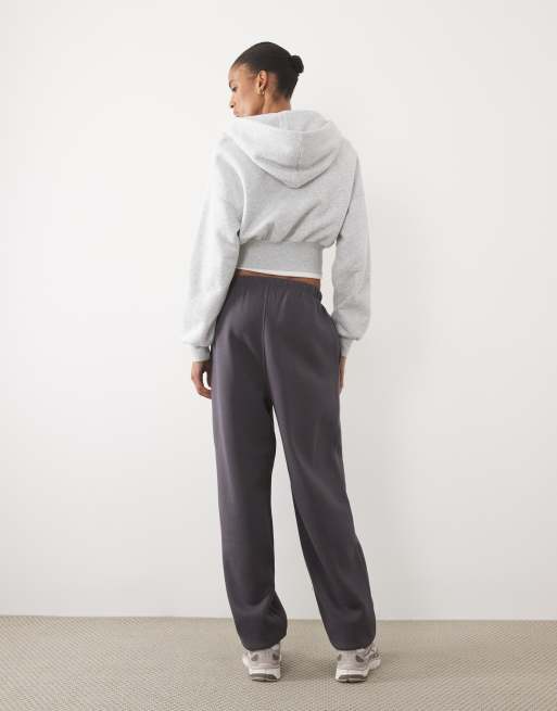 Kaiia Tall – Jogginghose aus Baumwollmix in Dunkelgrau mit Bündchen und Logo-Stickerei, 5 von 5
