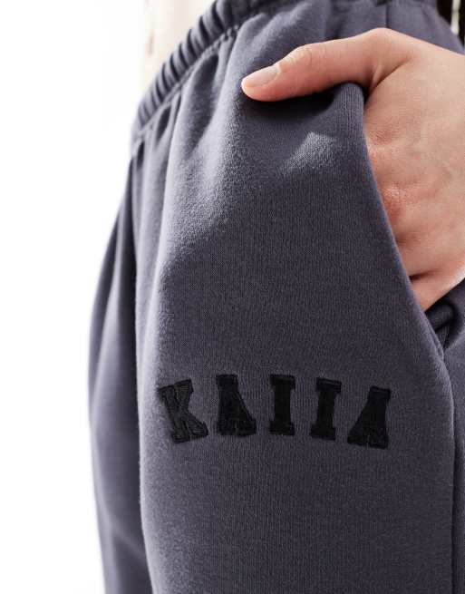 Kaiia Tall – Jogginghose aus Baumwollmix in Dunkelgrau mit Bündchen  , 4 von 5