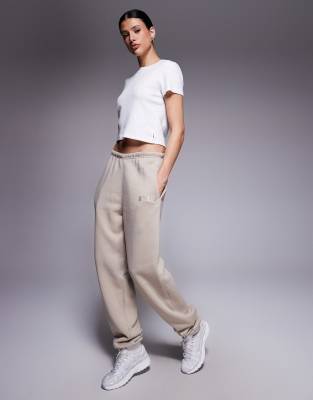 Kaiia Tall - Jogginghose aus Baumwollmix in Steinbeige mit Bündchen-Neutral