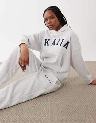 Tall - Pantalon de jogging en coton mélangé resserré aux chevilles à logo brodé - Gris clair 38