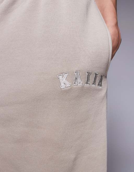 Kaiia Tall - Pantalon de jogging en coton mélangé resserré aux chevilles - Taupe, 3 de 5