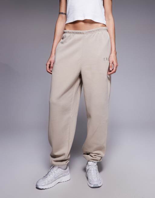 Kaiia Tall - Pantalon de jogging en coton mélangé resserré aux chevilles - Taupe, 4 de 5