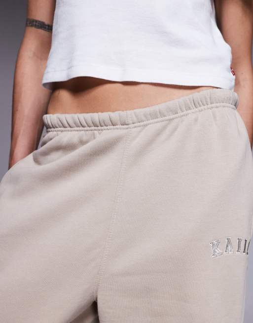 Kaiia Tall - Pantalon de jogging en coton mélangé resserré aux chevilles - Taupe, 5 de 5