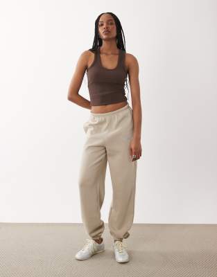 Tall - Pantalon de jogging en coton mélangé resserré aux chevilles - Taupe-Neutre 34