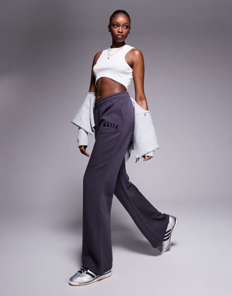 Kaiia Tall - Pantalon de jogging large à logo brodé - Gris foncé - view 1