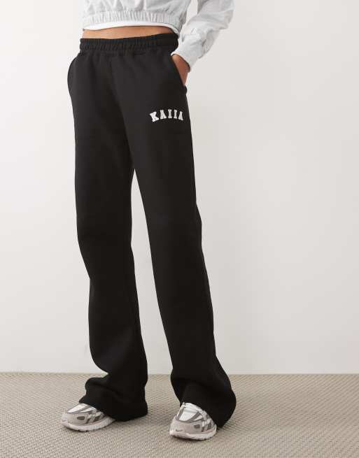 Kaiia Tall - Pantalon de jogging large en coton mélangé à logo brodé - Noir, 5 de 5