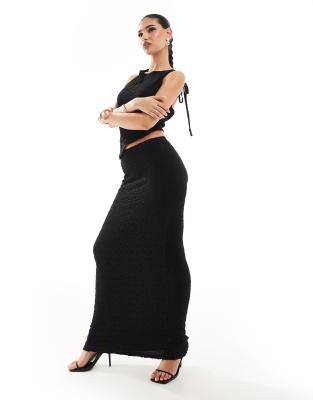 textured column maxi skirt in black - part of a set