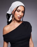 [Kaiia] Kaiia textured headscarf in white polka dot-Multi One Size White Polka