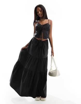 tiered maxi skirt in black - part of a set