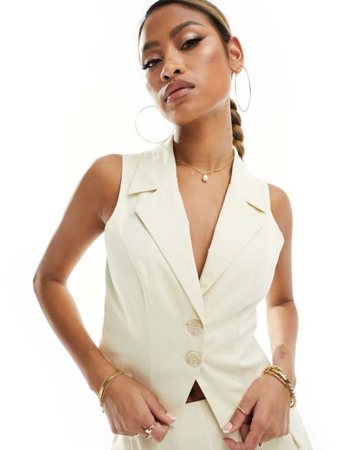 Kaiia - Top d'ensemble ajusté style veston - Écru