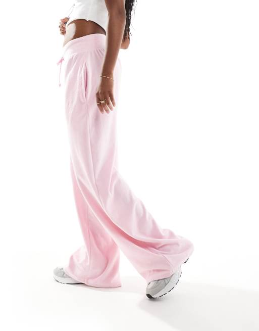 Kaiia towelling drawstring wide leg trackies in light pink ASOS