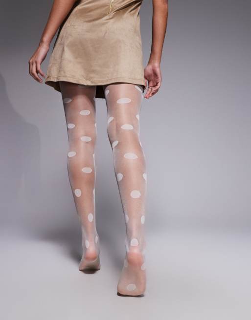 Kaiia – Transparente Strumpfhose in Weiß mit Polka-Dots, 2 von 3