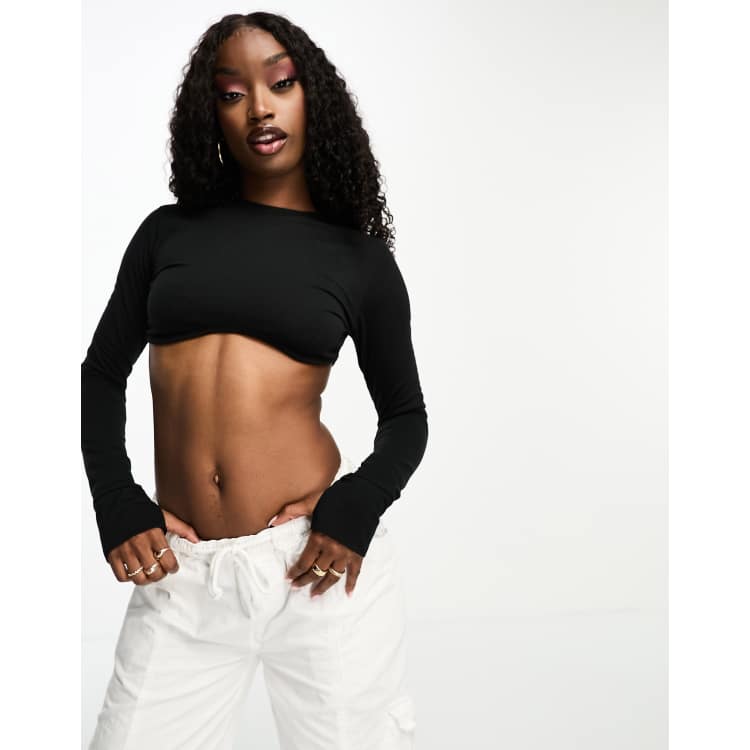Kaiia underbust long sleeve top in black | ASOS