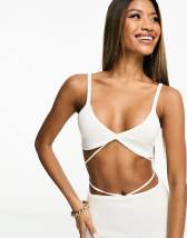 Kaiia waist wrap detail bralette top co-ord in ivory