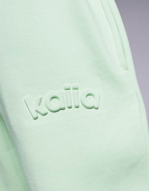 Kaiia – Weite Jogginghose in Sherbet-Limettengrün mit Logoprägung, Kombiteil, 5 von 5