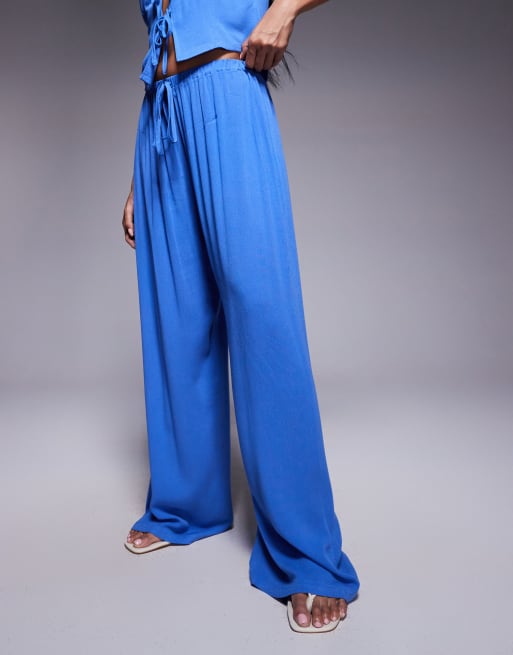 Kaiia wide leg drawstring waist pants in cobalt blue - part of a set