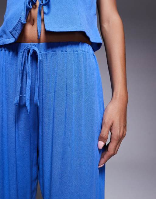 Kaiia wide leg drawstring waist pants in cobalt blue - part of a set
