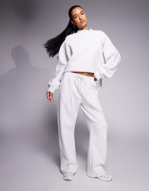 Kaiia wide leg embroidered logo trackies in grey marl (part of a set)