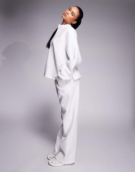 Kaiia wide leg embroidered logo trackies in grey marl (part of a set)