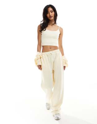 Kaiia Kaiia wide leg joggers co-ord in lemon-Yellow