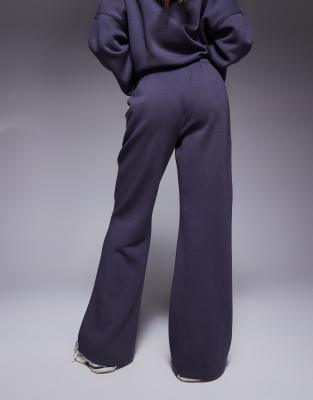 Shop Kaiia Embroidered Logo Wide Leg Sweatpants In Gray