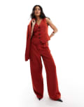[Kaiia] Kaiia wide leg tailored pants in rust (part of a set)-Orange 12 RUST