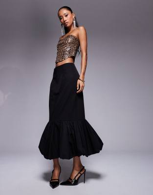 Kaiia Kaiia x Sasha Corte exclusive bubble hem maxi skirt in black