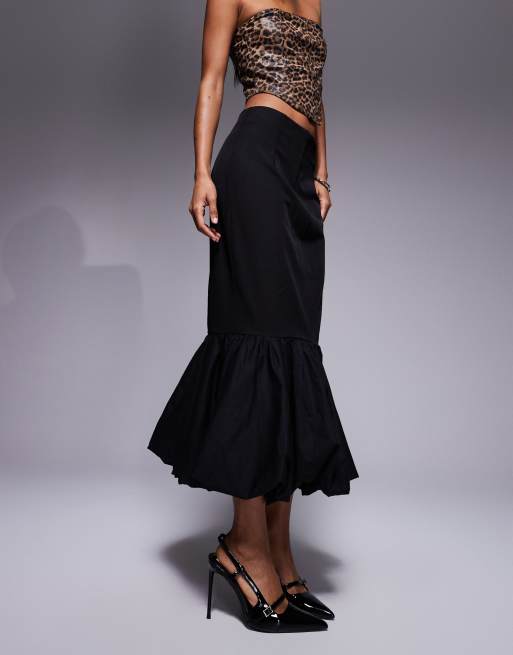 Kaiia x Sasha Corte exclusive bubble hem maxi skirt in black, 4 of 5