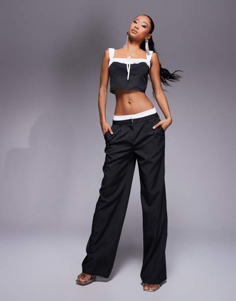 Kaiia x Sasha Corte Exclusive contrast cami tie detail top and pants set in monochrome - view 1