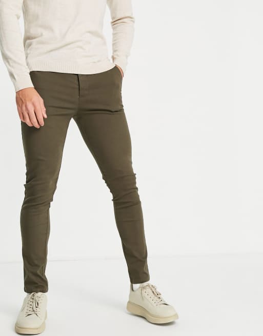 Kakifarvede skinny chinos fra ASOS DESIGN