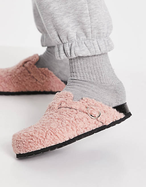 Kaltur clog shoes in pink teddy