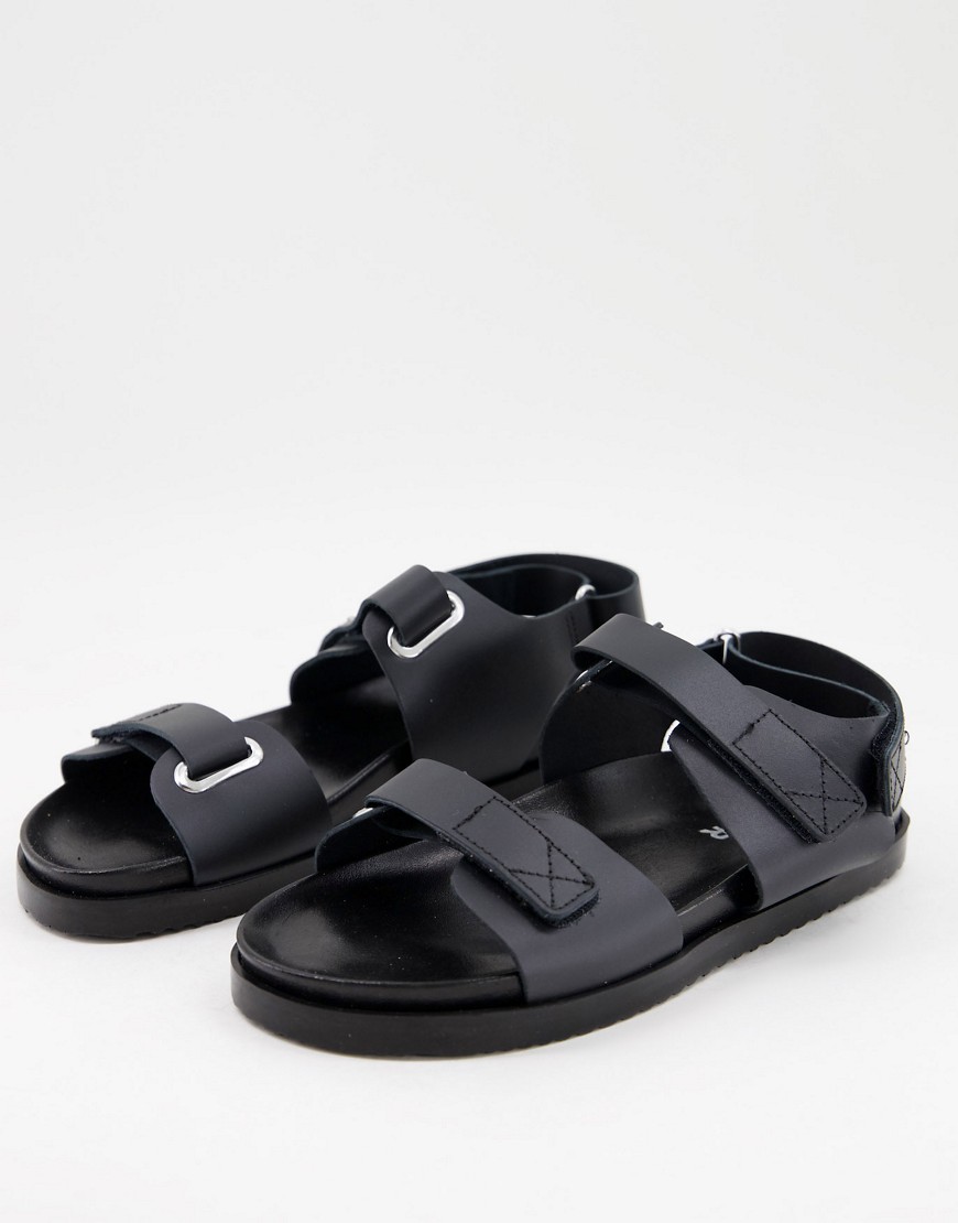 Kaltur - Dad-sandaler i sort læder
