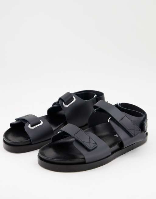 Kaltur dad sandals in black leather ASOS