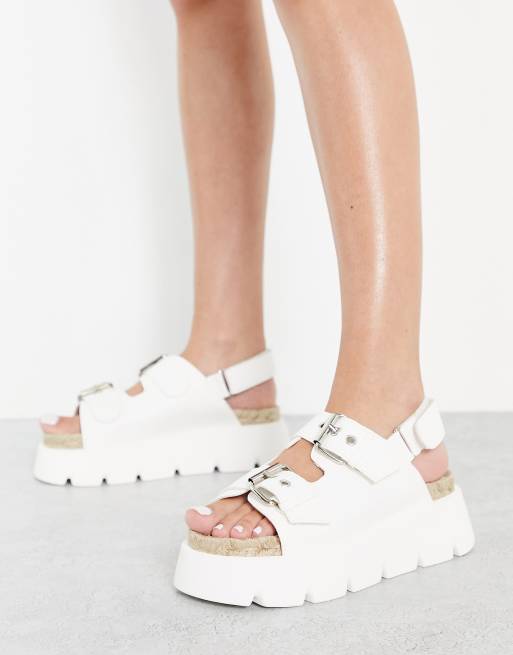 Kaltur espadrille chunky sandals in white PU - WHITE