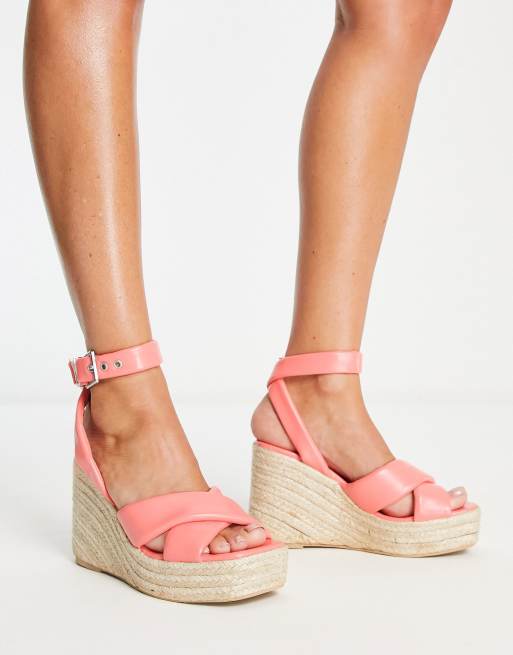 Kaltur flatform espadrilles in orange PU | ASOS