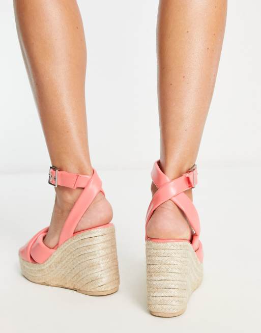 Kaltur flatform espadrilles in orange PU | ASOS