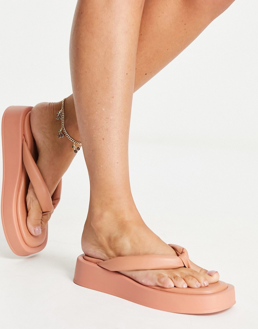 flip flop sandals in orange PU - ORANGE