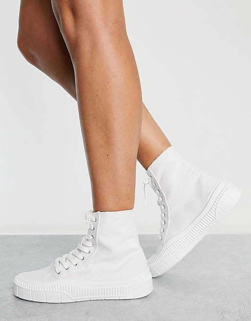 Kaltur high top sneakers in white canvas - WHITE