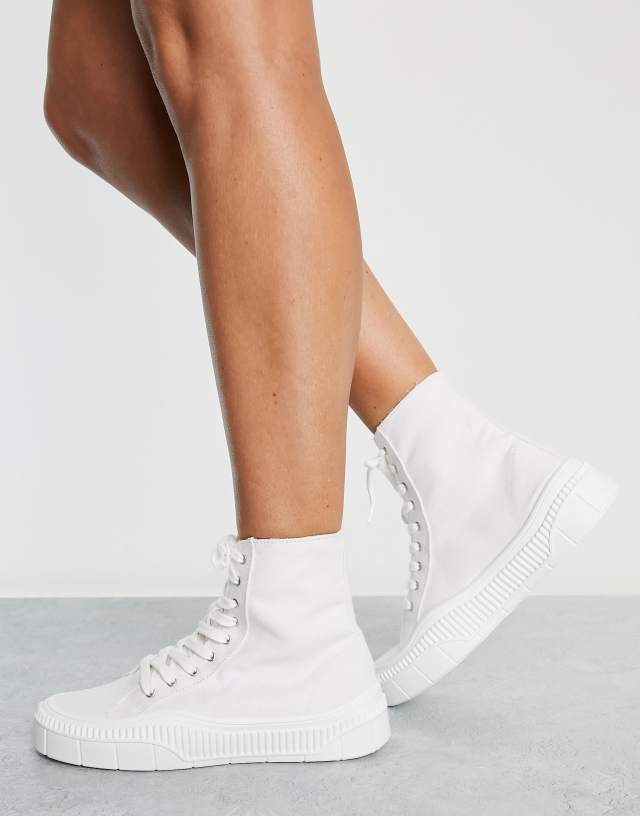 Kaltur high top sneakers in white canvas - WHITE