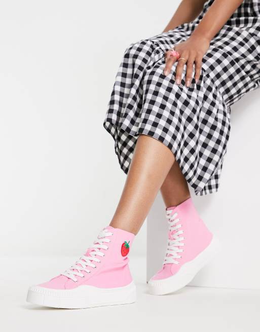 Kaltur - High top-sneakers med jordbær i lyserødt lærred - LPINK