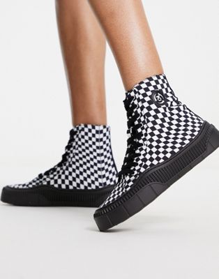Kaltur high top trainers in checkerboard printed canvas - MULTI