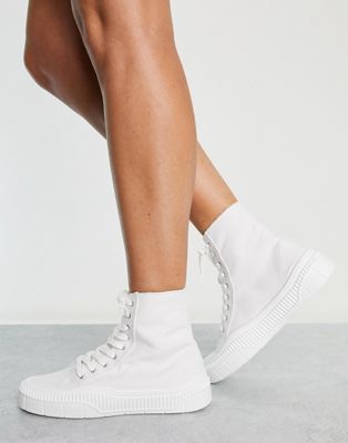 Kaltur high top trainers in white canvas - WHITE
