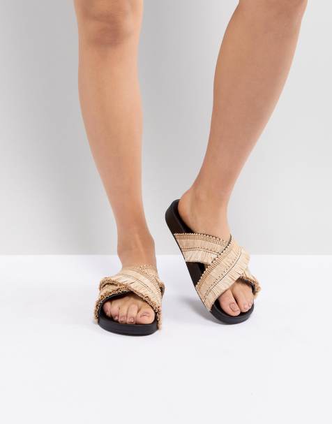 Kaltur Natural Artisan Cross Front Slides