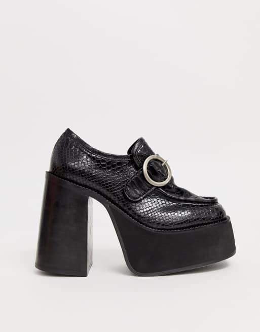 snake effect leather platform trainers