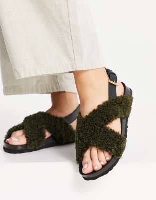 Kaltur teddy flat sandals in green