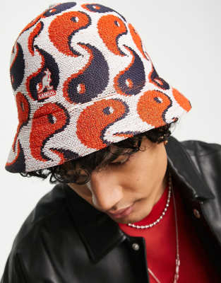 Kangol Kangol 3D Balance Casual bucket hat in white red and navy